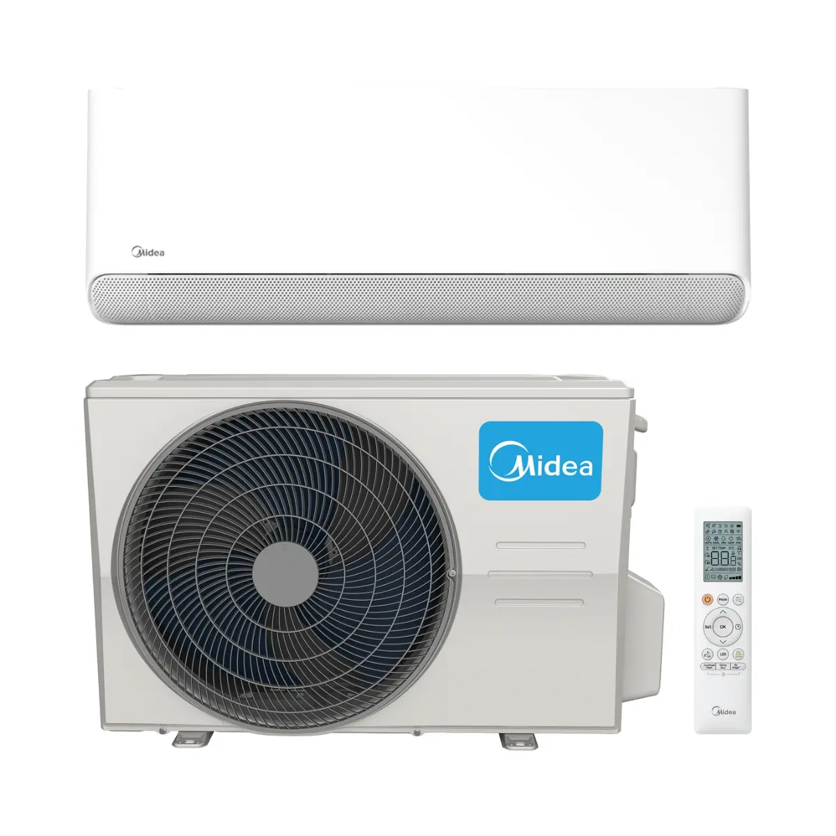 Midea Breezeless Set mit Außengerät und Fernbedienung